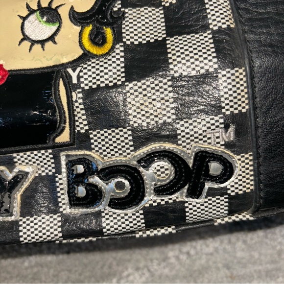 Betty Boop Black & White Checkered Vinyl Shoulder Bag W/ Adjustable Strap Y2K - Picture 14 of 14